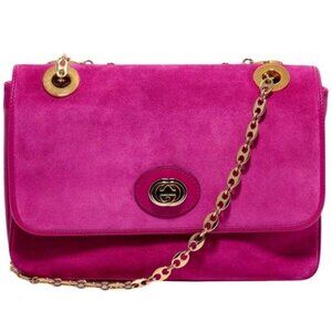 Gucci Pink Suede Gold Chain Shoulder Bag